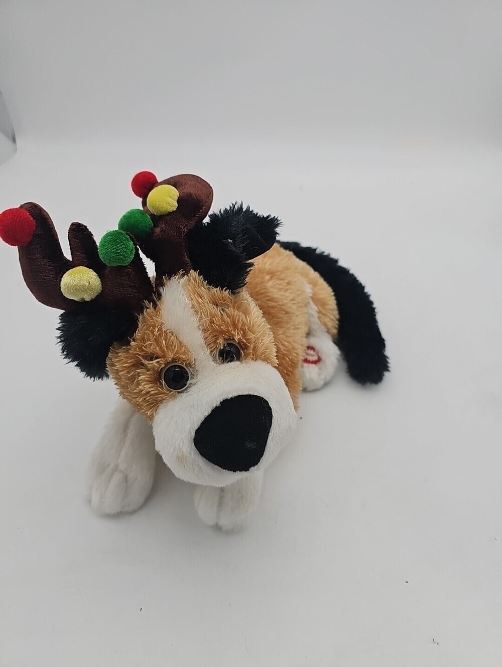 Christmas Dan Dee Dog Plush 12" Flips Tail Wag Rolling Musical Holiday Stuffed